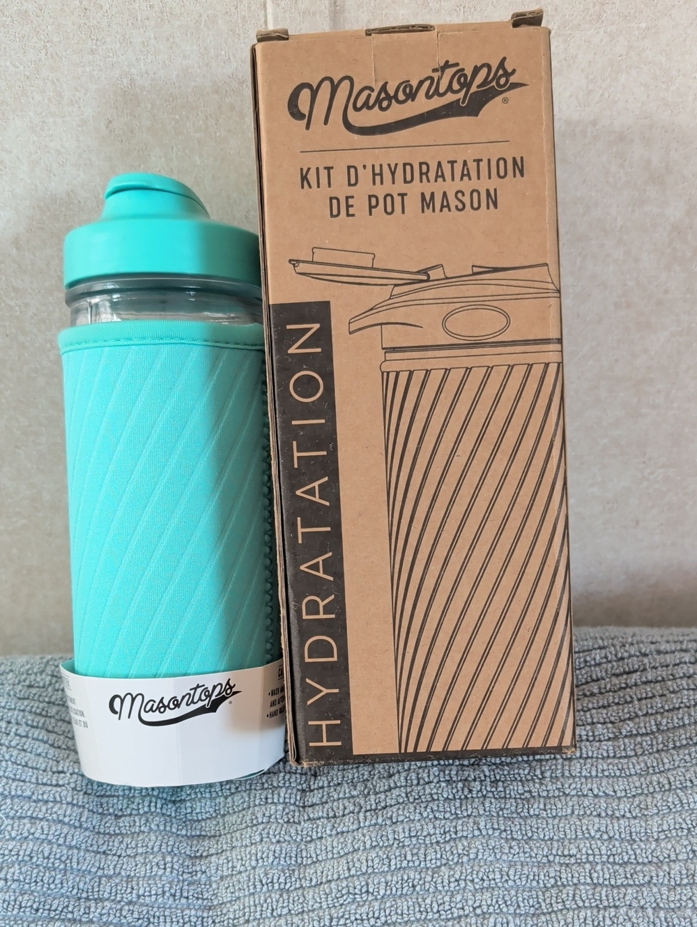 Masontops Turquoise Mason Jar Hydration Kit - Insulated Glass Bottle